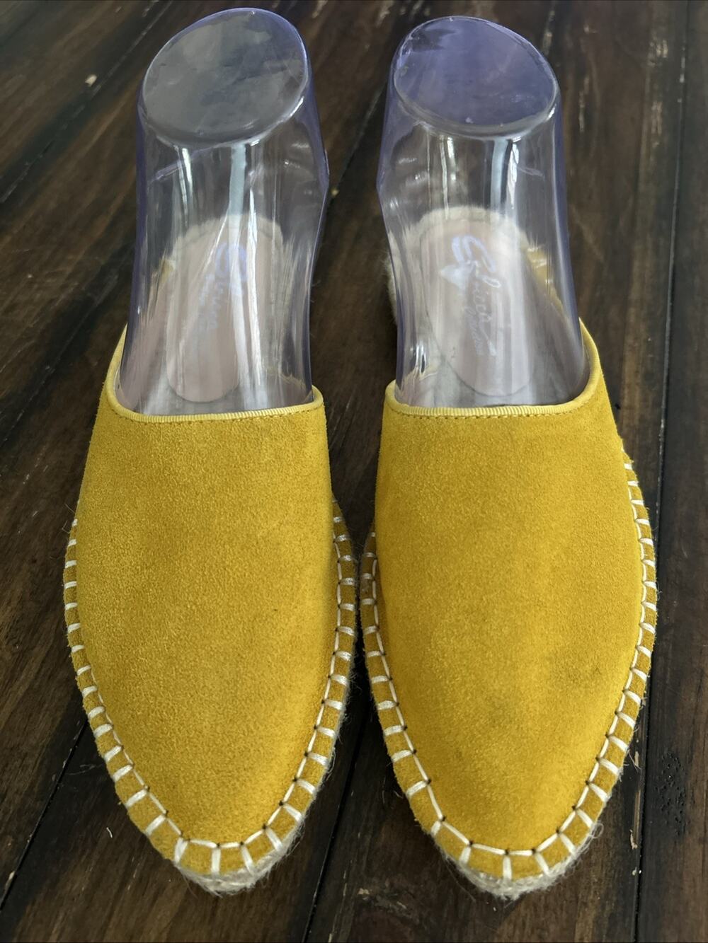 Sbicca Columbia Suede Leather Pointed Toe Espadrille Mules Size 8 Mustard
